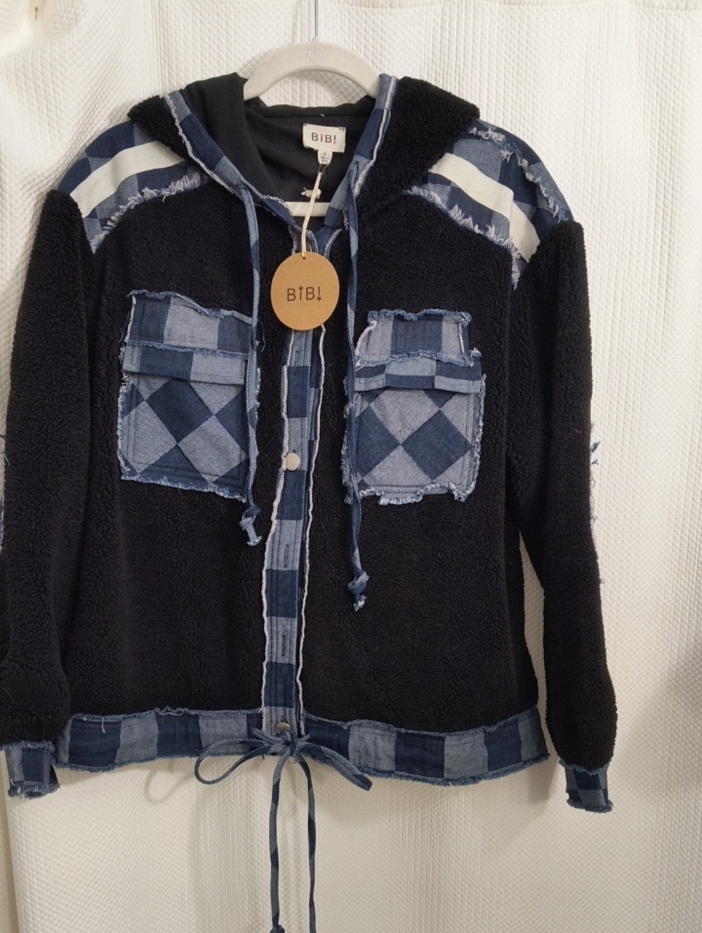 Bibi Fleece With Denium Trim Untility Jacket Women's NWT